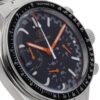 Evolution chronograph with a black dial, bold orange accents, luminescent markers, and a tachymeter bezel. Stainless steel case and bracelet with precision subdials for accurate timekeeping